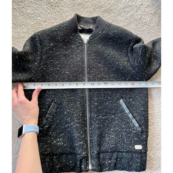 Abercrombie black speckled bomber jacket wool blend size S - Picture 9 of 12